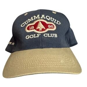 Cummaquid Golf Club Cape Cod Baseball Cap Navy Tan Embroidered Adjustable Strap